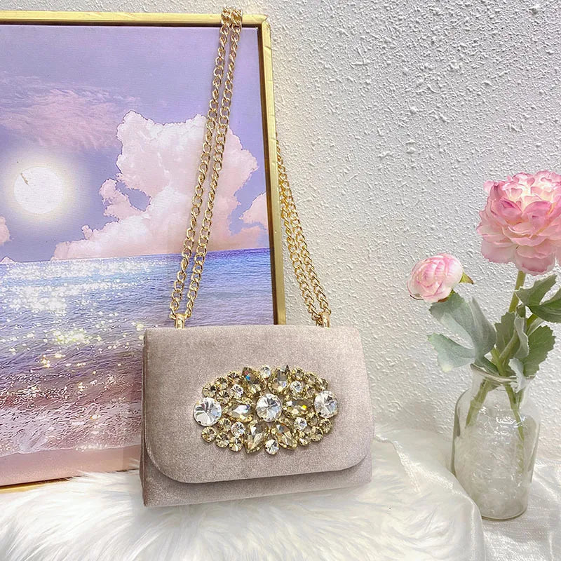 velvet Solid Color Square Evening Bags