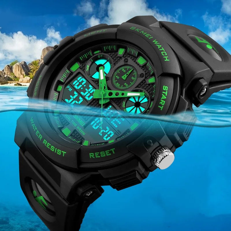 sports color block single folding buckle electronic men's watches