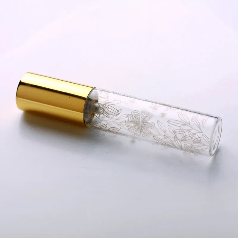 Wholesale 10ml printed leaf spray bottle printed glass perfume bottle with logo sub-bottling portable small sample bottle