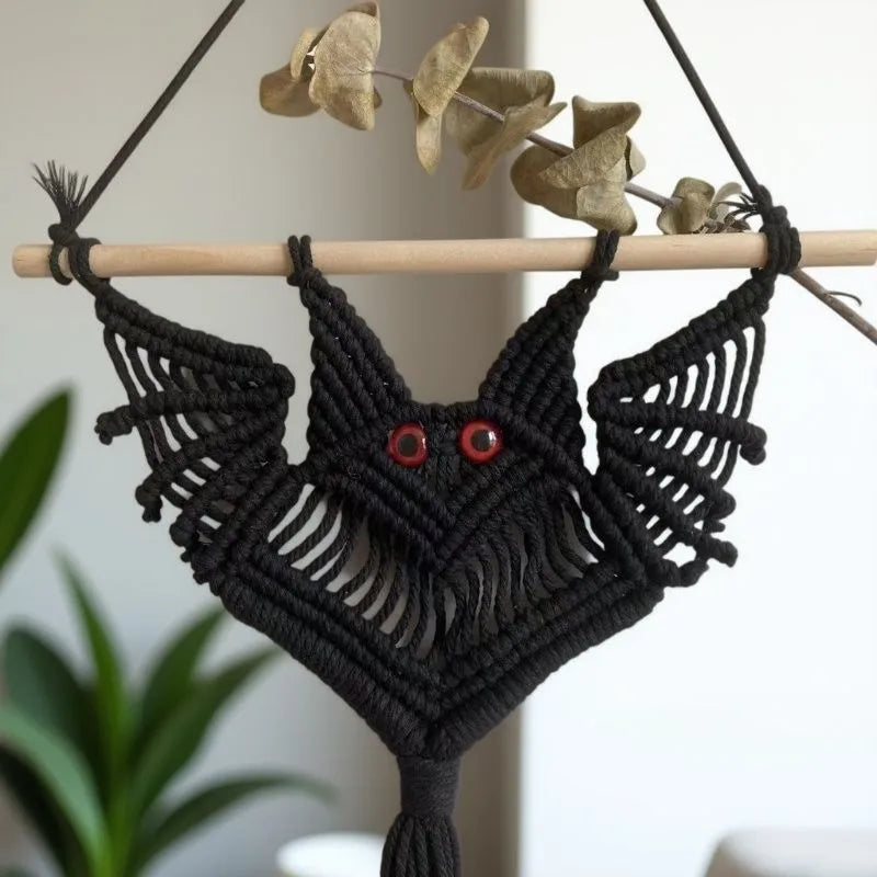 Handwoven Bat Tapestry Halloween Wall Decorations Living Room Children's Room Bedroom Wall Decor Cotton Material