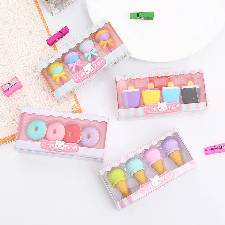 creative cartoon dessert lollipop boxed student eraser