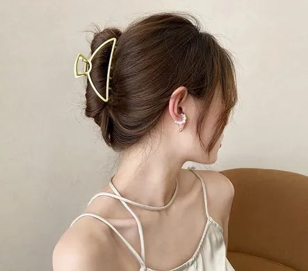 simple style sector shell rectangle imitation pearl rhinestone metal hair claws