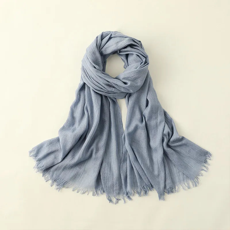women's elegant solid color cotton silk scarves