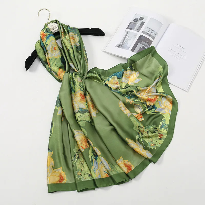 women's lady flower cloud brocade printing scarf