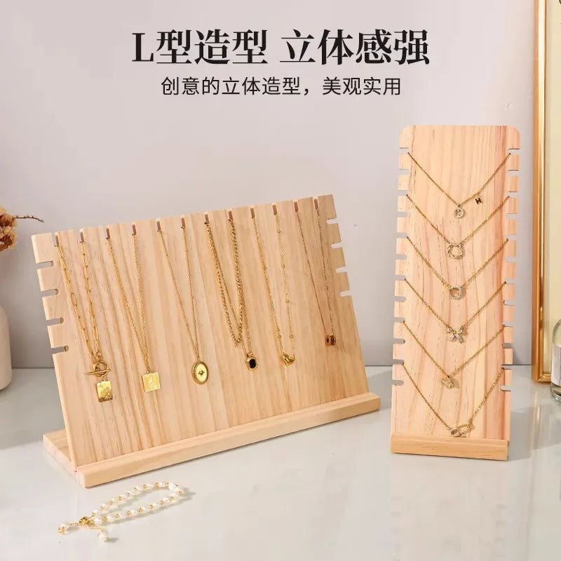 Premium Solid Wood Jewelry Display Stand Pendant Bracelet Vertical Detachable Accessory Board Gemstone Fashion Artistic Props