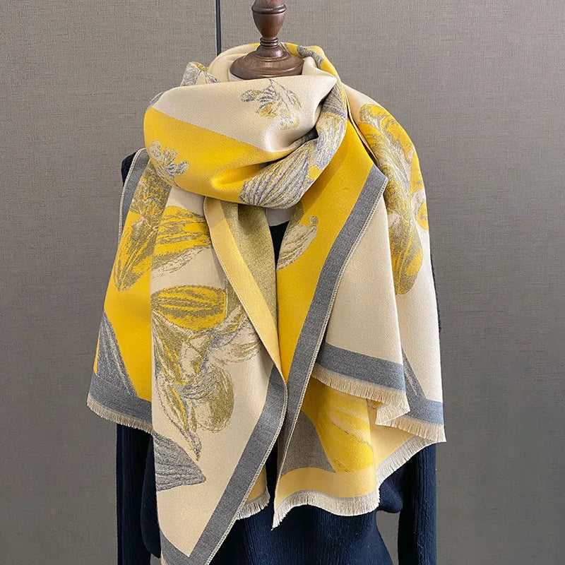 Unisex Basic Color Block Flower Acrylic Scarf