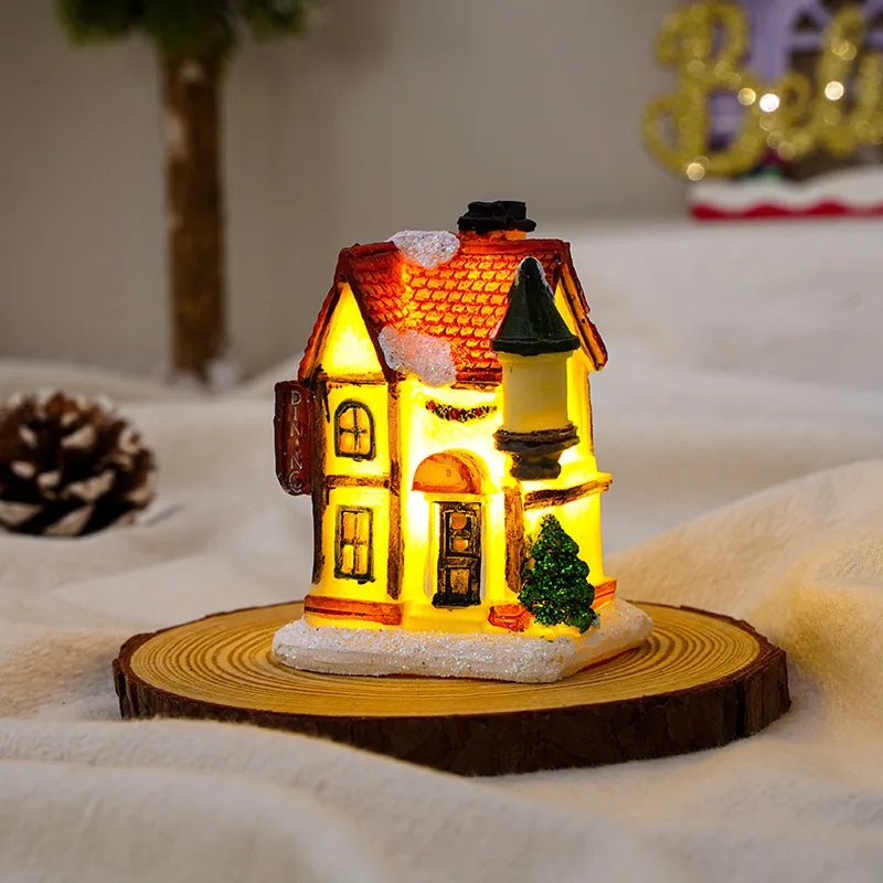 Christmas Vintage Style House Resin Daily Festival Ornaments