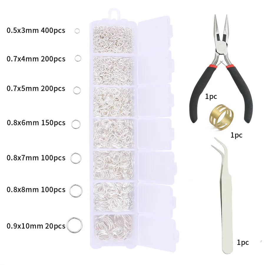 Handmade Beading Jewelry Accessories Kit Earring Hook Bracelet Necklace Material Tool Set Round Circle Chain Metal Simple Design