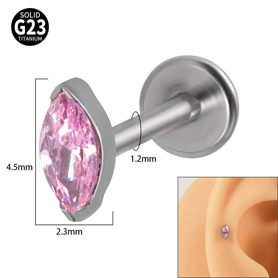1 Piece Lip Rings Classic Style Colorful Water Droplets G23 Titanium Synthetic opal Zircon Inlay Synthetic opal Zircon