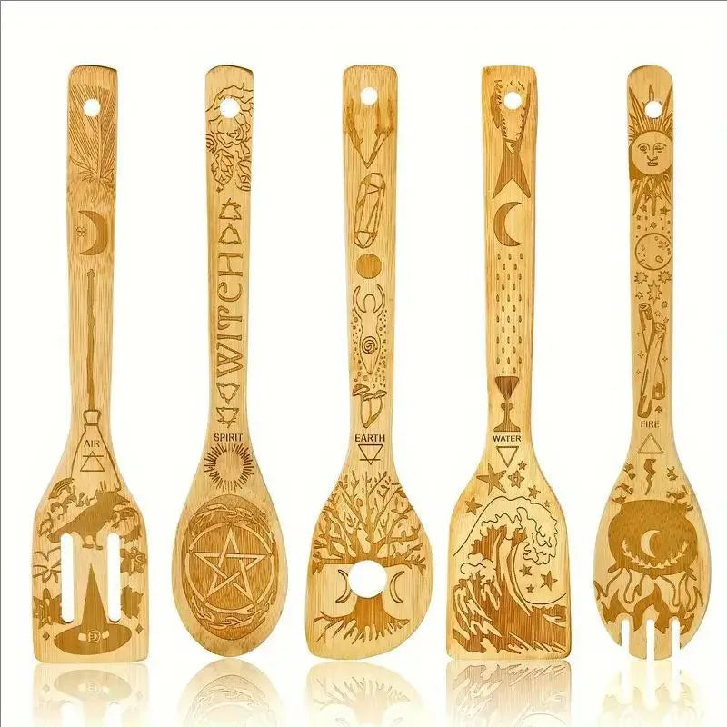 Simple Style Animal Letter Bamboo Shovel kit 5 Pieces Set