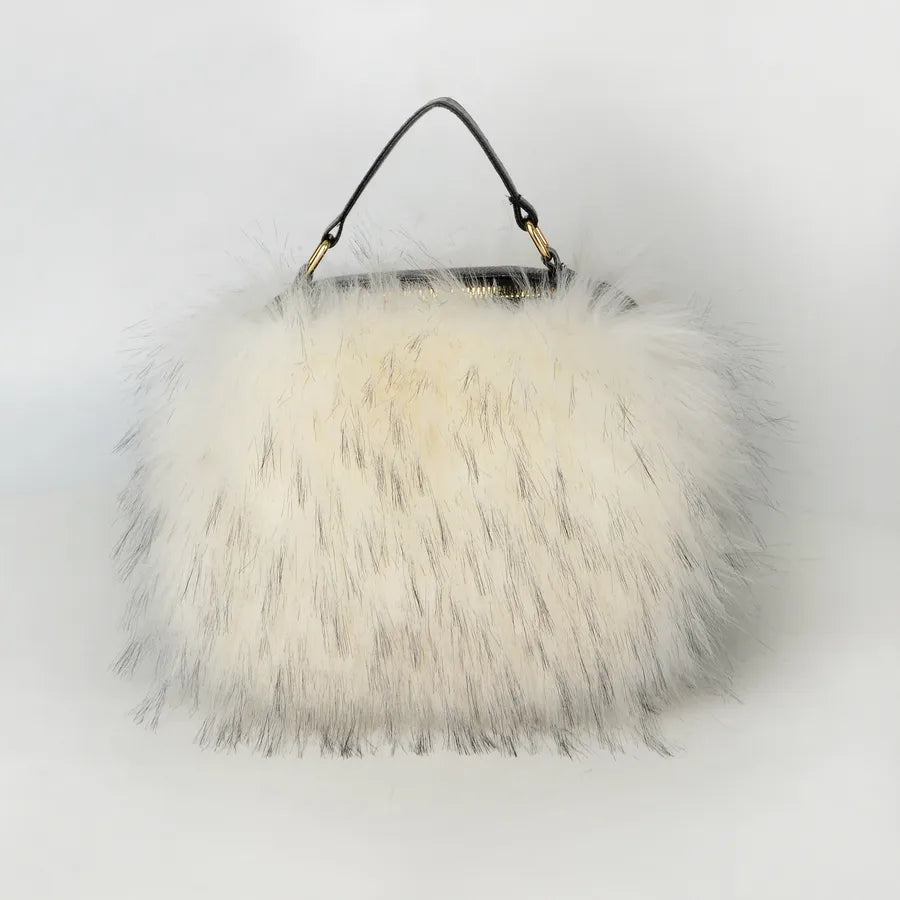 New Fashion Furry Personalized Niche Design Crossbody High Sense Imitation Raccoon Fur Fur Plush Hand-Carrying Bag Bag for Women