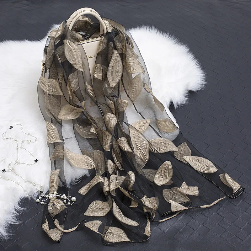 women's simple style color block organza scarf