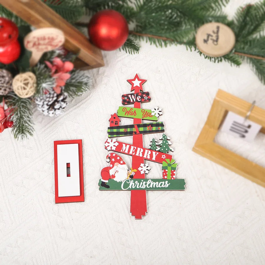 Minguan New Christmas Decorations Mini Desktop Christmas Tree Wooden Ornaments Festive Atmosphere Scene Decoration American Style