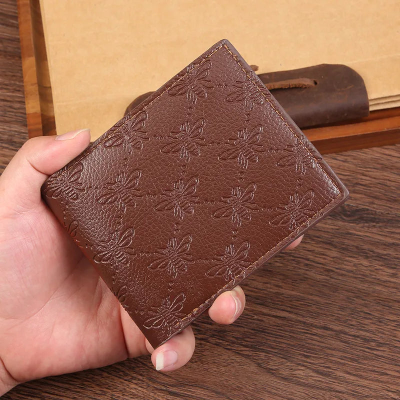 Men's Solid Color Pu Leather Open Small Wallets