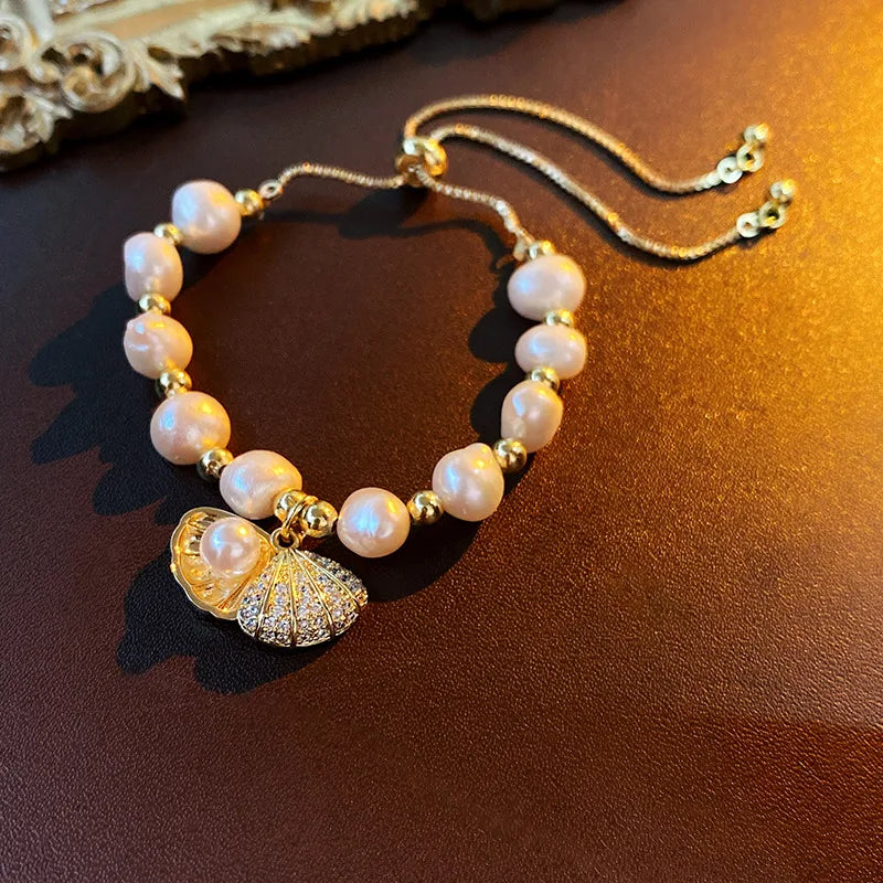 simple style round freshwater pearl bangle in bulk