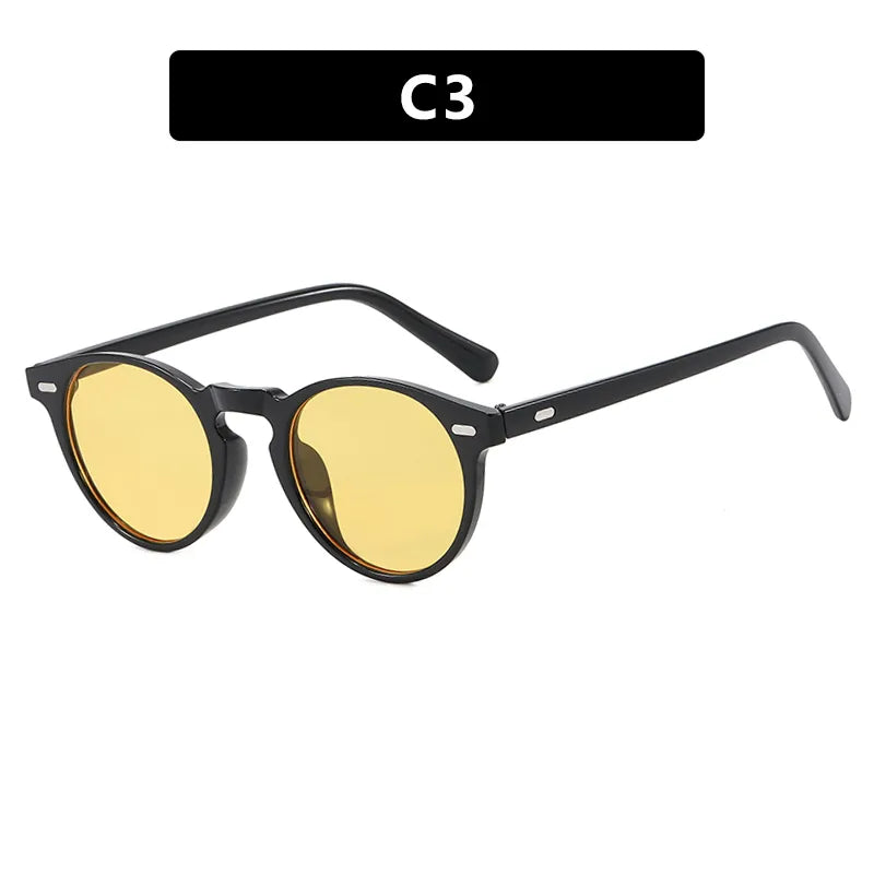Retro Punk Commute Glasses Ac Round Frame Full Frame Men's Sunglasses