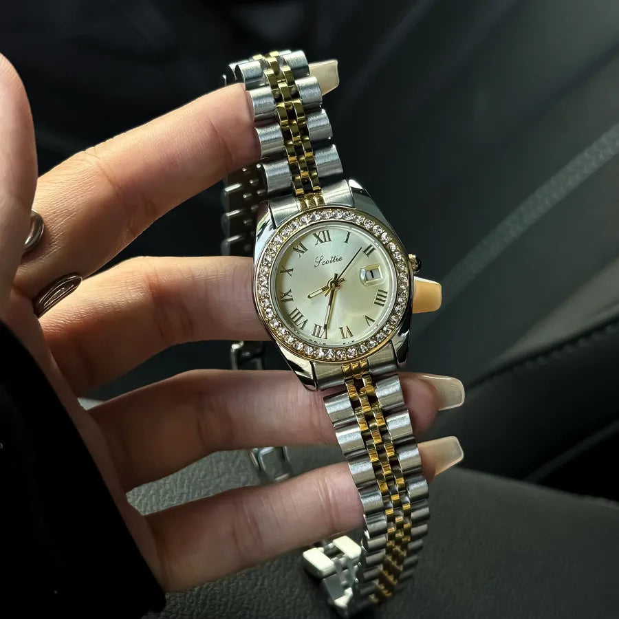 Retro Classic Style Solid Color Butterfly Double Snap Quartz Watch Women's Watches