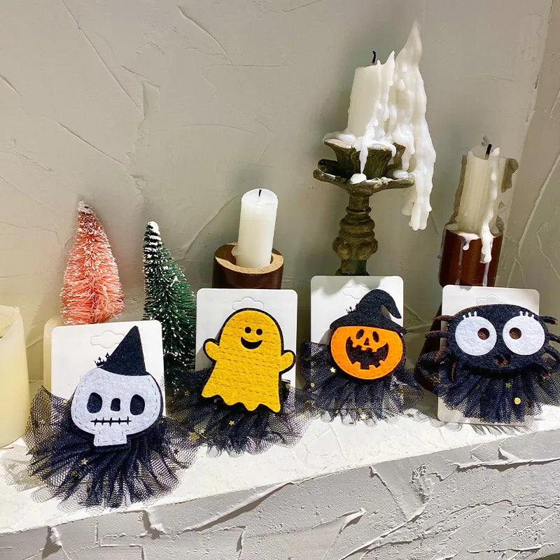 cartoon style pumpkin ghost alloy hair clip 1 piece