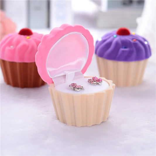 1 piece cute ice cream flannel jewelry boxes