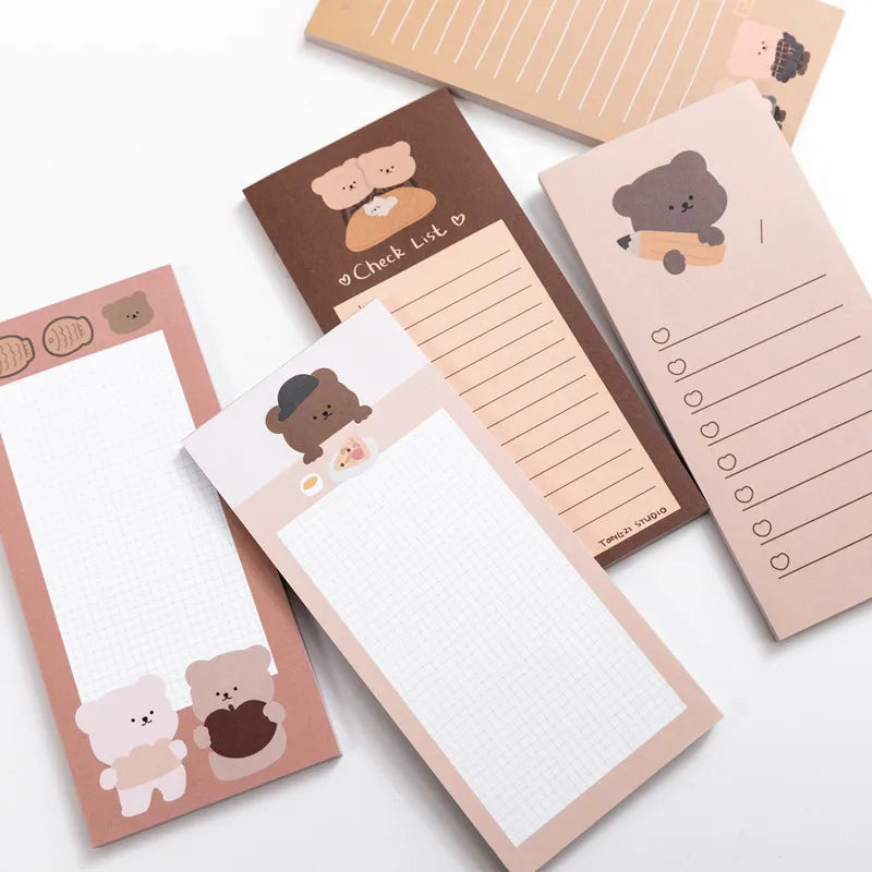 korean style ins cookie bear notepad tearable portable notes left sticky notes memo small book