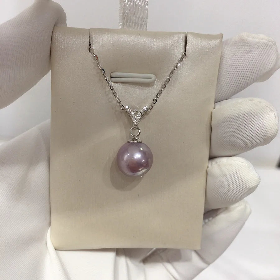 Diana Natural Freshwater Pearl Pendant Highlight Round and Immaculate Princess S925 Sterling Silver Pearl Necklace Clavicle Chain