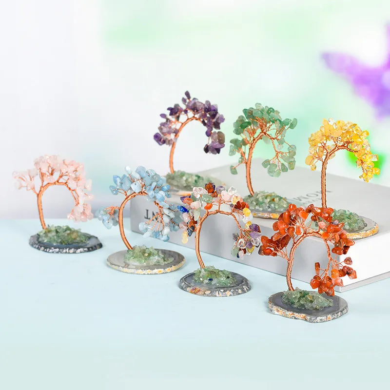 Simple Style Tree natural stone Crystal Copper Ornaments Artificial Decorations