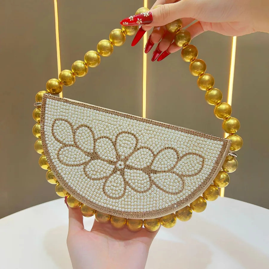 Elegant Evening Bag Women's Handbag Beaded Crystal Clutch French Style Dress Handheld Crossbody Ball Gown Satchel Oval Shape