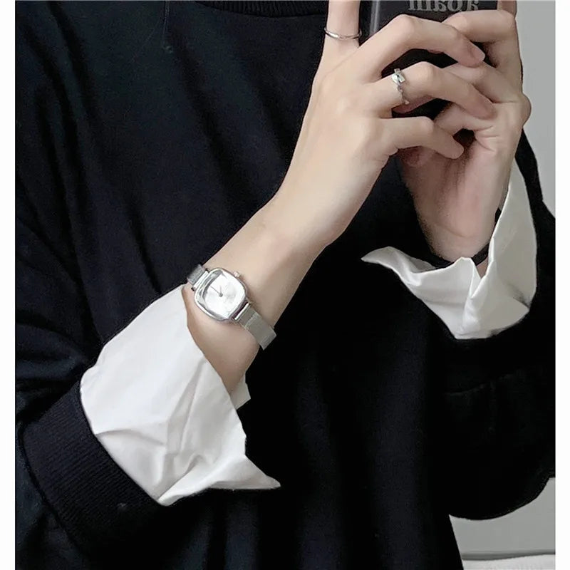 simple style commute solid color buckle quartz women's watches
