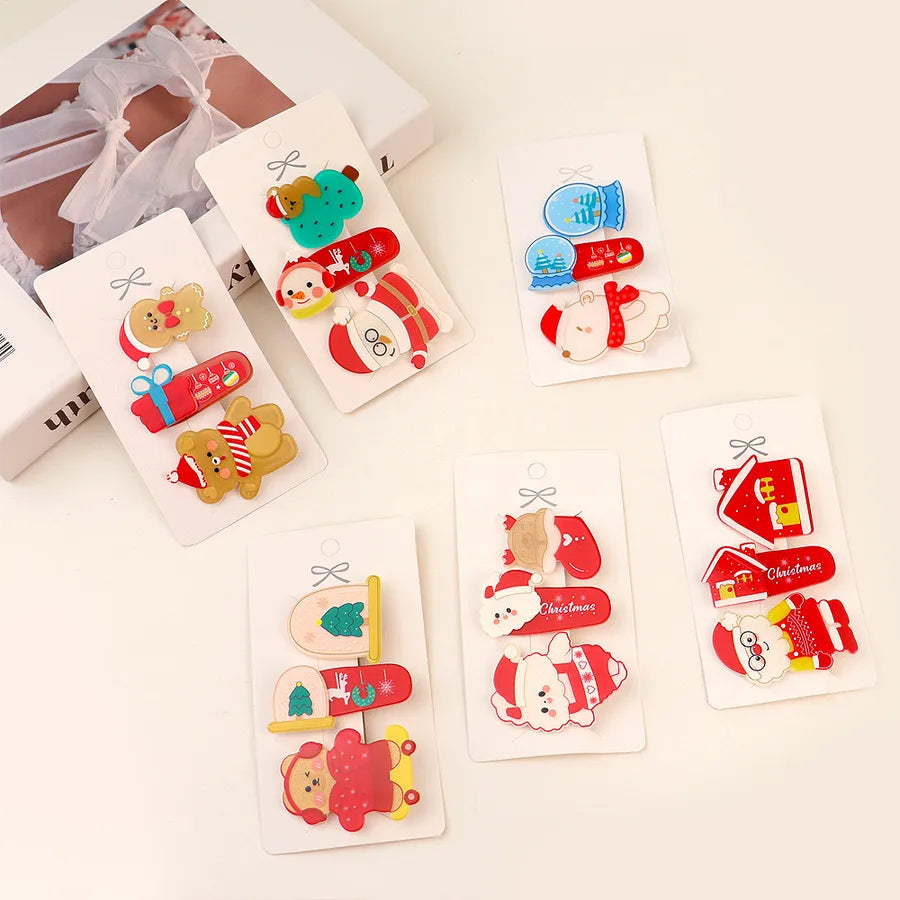New Style Christmas Cartoon Acrylic Duckbill Hair Clip Sweet Cute Princess Hair Accessory Bangs Hair Clip Girl's Hair Ornament