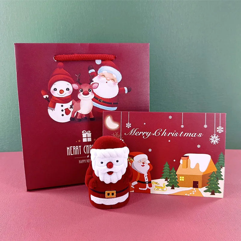 Christmas Eve Cartoon Mini Jewelry Box Ring Earrings Gift Box Fashion Composite Material Jewelry Packaging