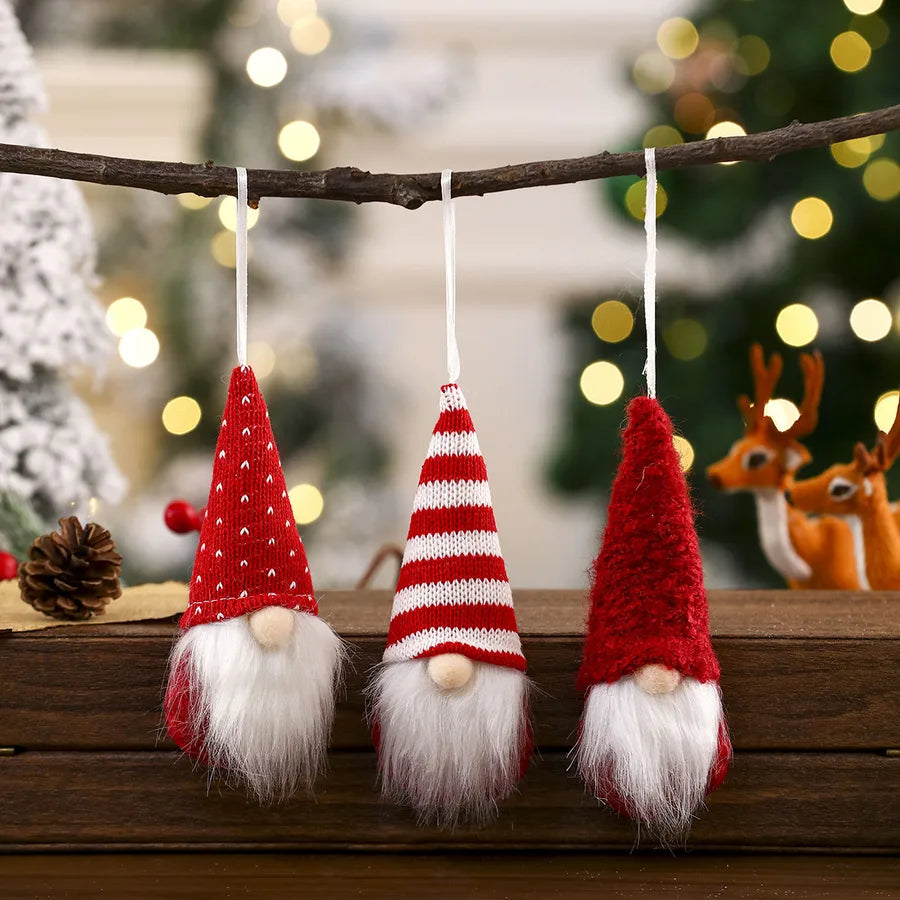 New Christmas Decorations Knitted Red Pendant Faceless Santa Claus Ornament For Christmas Tree American And Cartoon Style