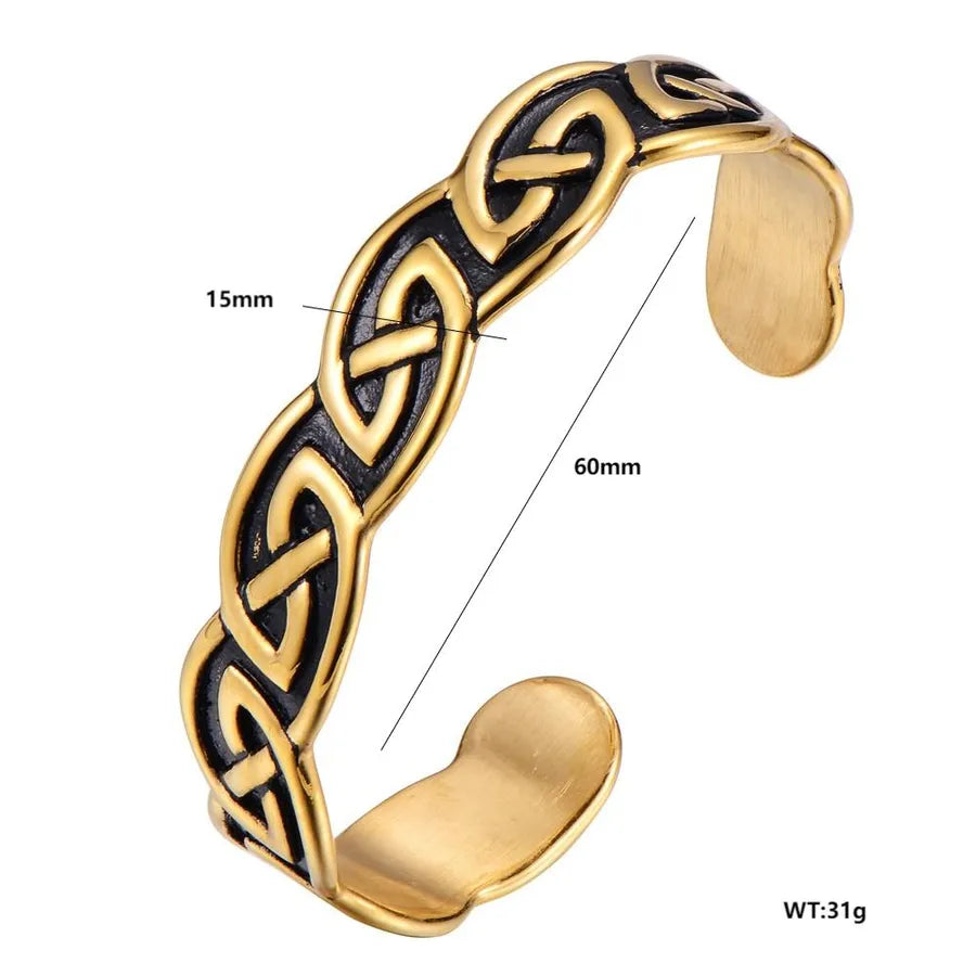 Retro Punk Tribal 304 Stainless Steel Criss Cross 18K Gold Plated Men's