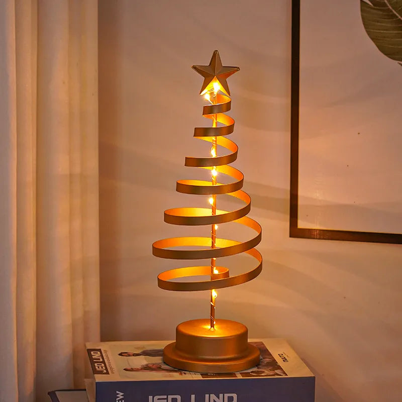New LED Christmas Tree Decoration Lamp Festival Atmosphere Starlight Room Decorative Night Light Iron Art Ornament Shape Lamp