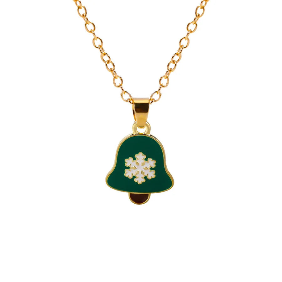 Christmas Themed Alloy Pendant Necklace With Bell Snowflake Design Geometric Pattern For Men And Women Christmas Tree Santa Claus Deer Stick