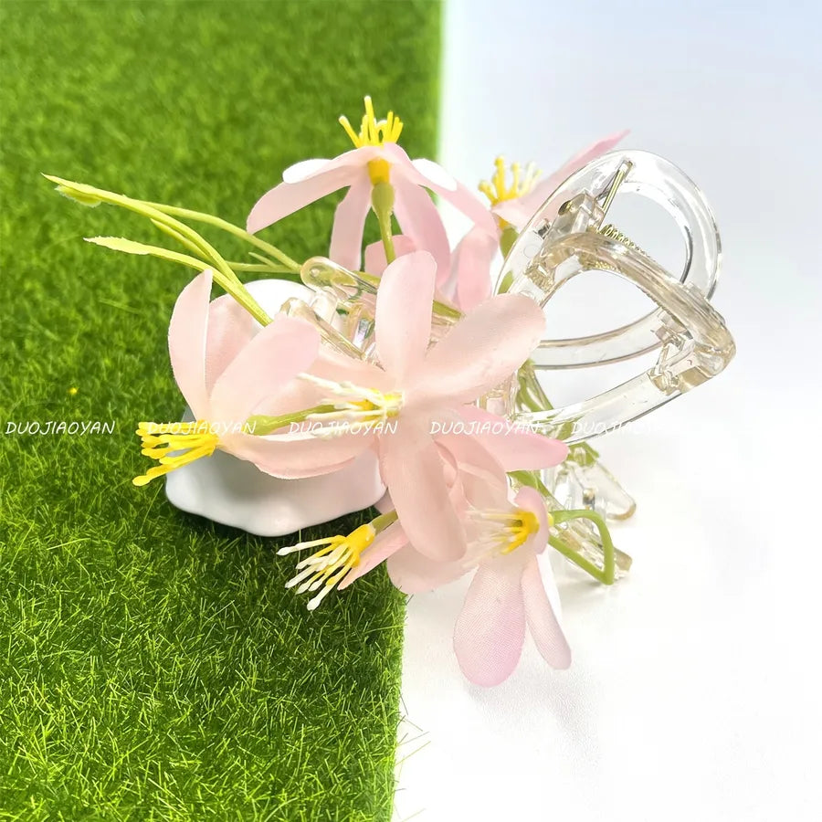 Pastoral Women's Flower Cloth Hair Claws