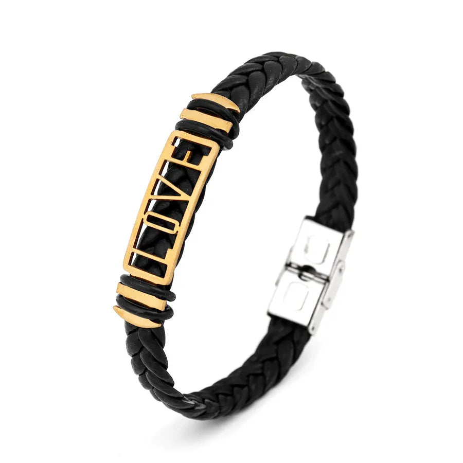 Retro Punk Solid Color Pu Leather Men's Bracelets Men Cord & Leather Bracelets