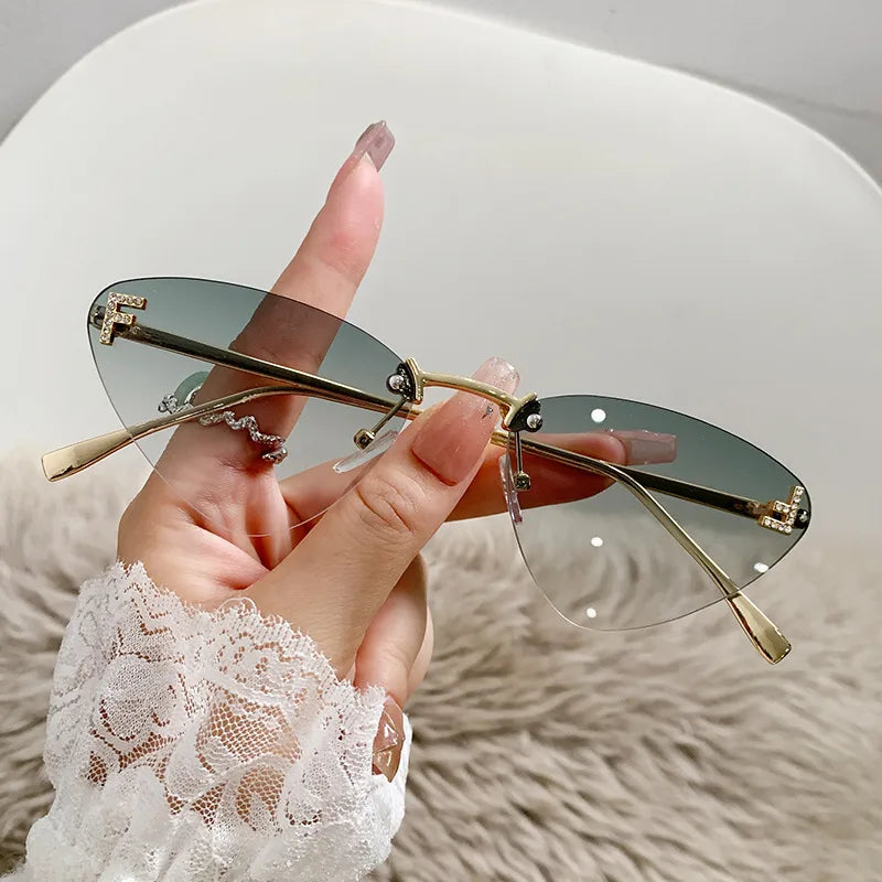 Basic Simple Style Solid Color Ac Cat Eye Frameless Women's Sunglasses
