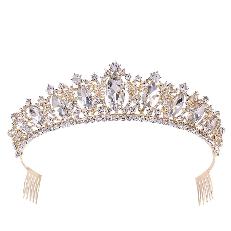 fashion water droplets crown alloy rhinestone inlay artificial crystal crown 1 piece