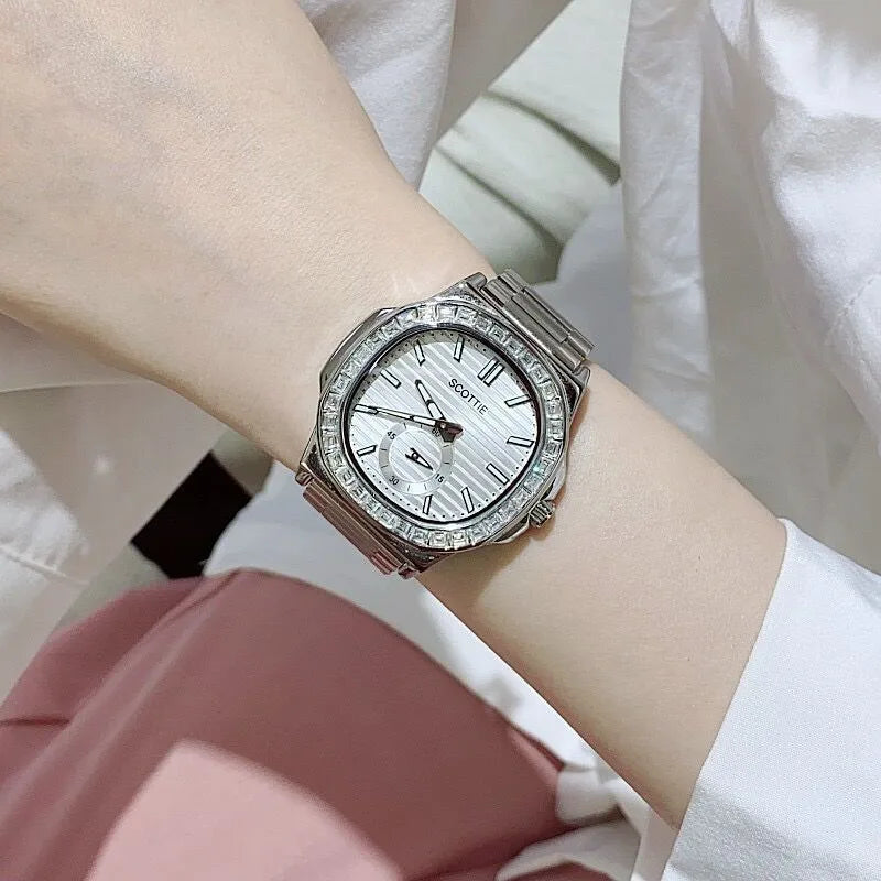 Casual Simple Style Commute Round Rectangle Butterfly Double Snap Quartz Watch