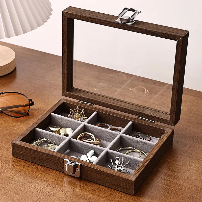 Luxury Small Walnut Wooden Jewelry Box With Lid Storage Organizer For Earrings Rings Necklaces Bracelets Displayed Jewelry