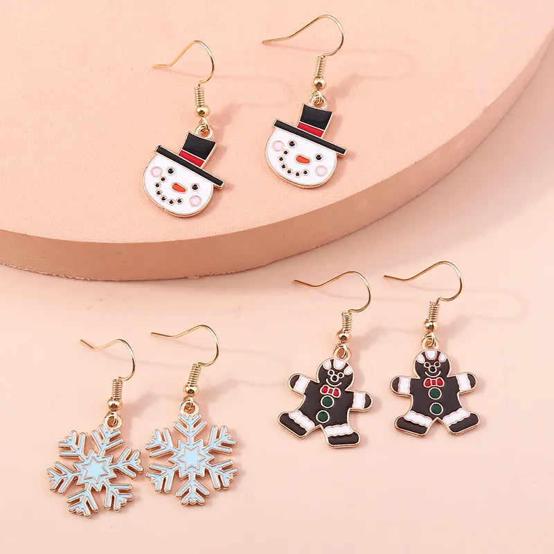 fashion christmas tree santa claus snowman alloy plating inlay rhinestones women's drop earrings 1 set