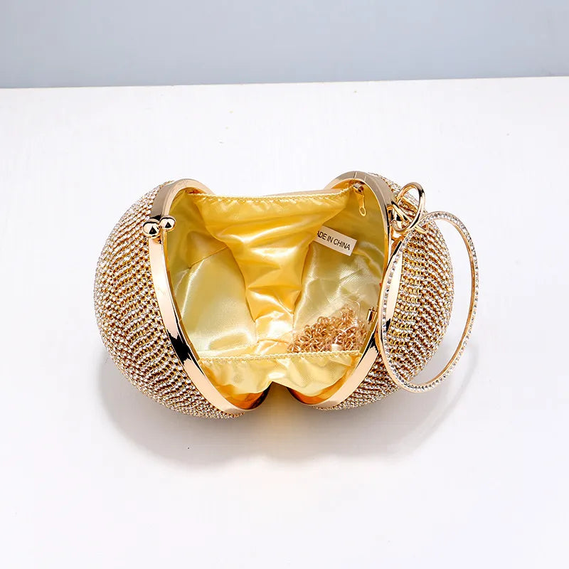 black gold silver pu leather polyester ball rhinestone cylindrical evening bags