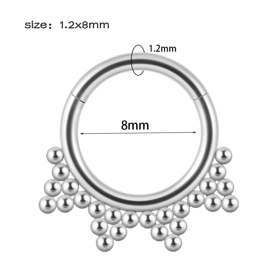 1 Piece Nose Rings & Studs Hip-Hop Round 304 Stainless Steel Rhinestone Copper Plating Rhinestones Zircon
