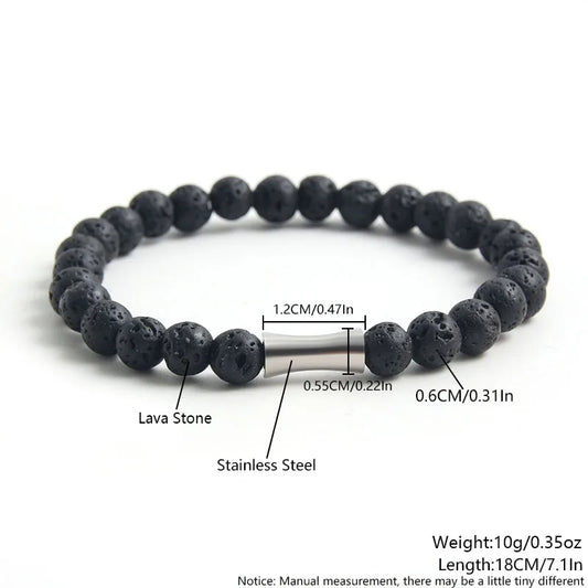 304 Stainless Steel natural stone Simple Style Commute Beaded Handmade Round Bracelets