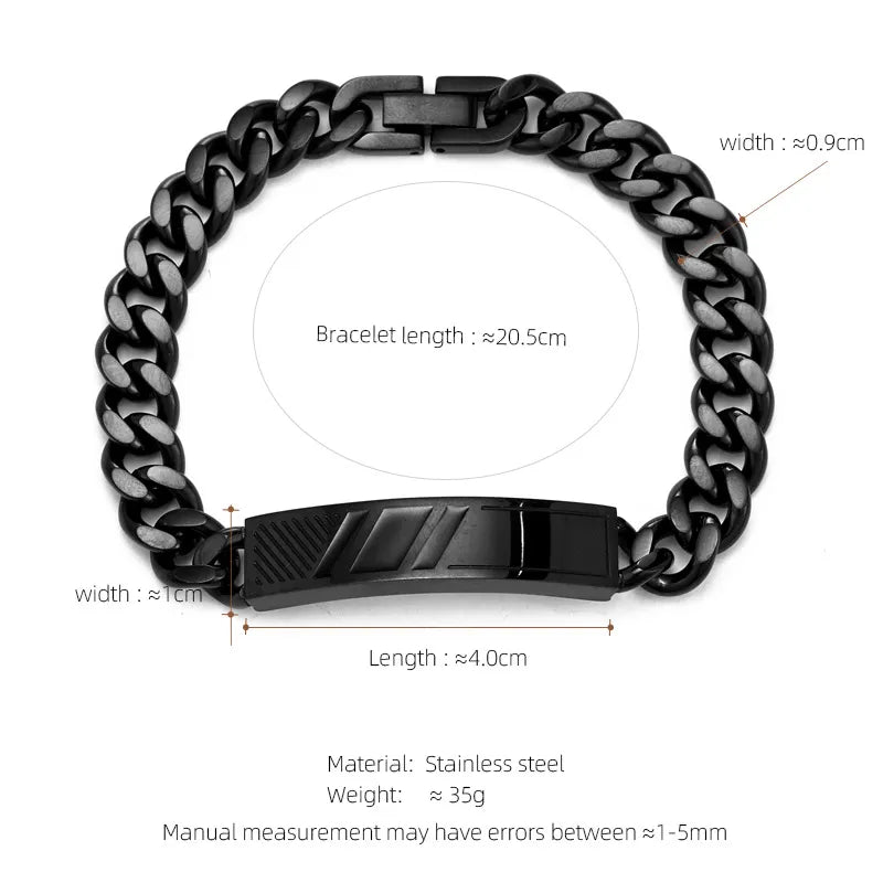 Hip-Hop Geometric 304 Stainless Steel Plating Men's Bracelets Men Chain Bracelets