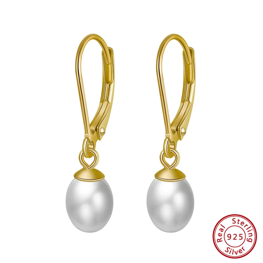 1 Pair Baroque Style French Style Geometric Color Block Irregular Polishing Plating Freshwater Pearl Drop Earrings