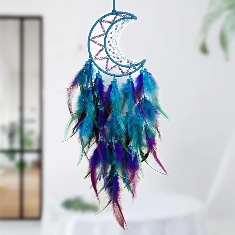 Simple Style Moon Feather Iron Dreamcatcher Wall Art