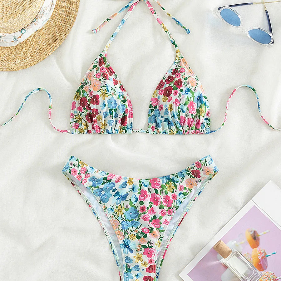 Women's Ditsy Floral 2 Pieces Set Bikinis Swimwear