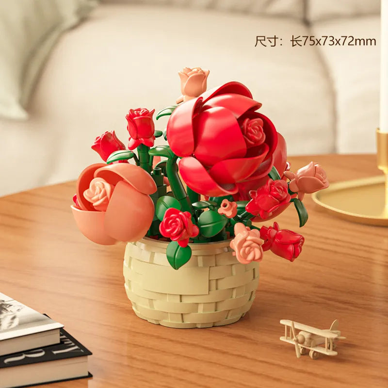 Kids(7-16Years) Flower Plastic Building Toys