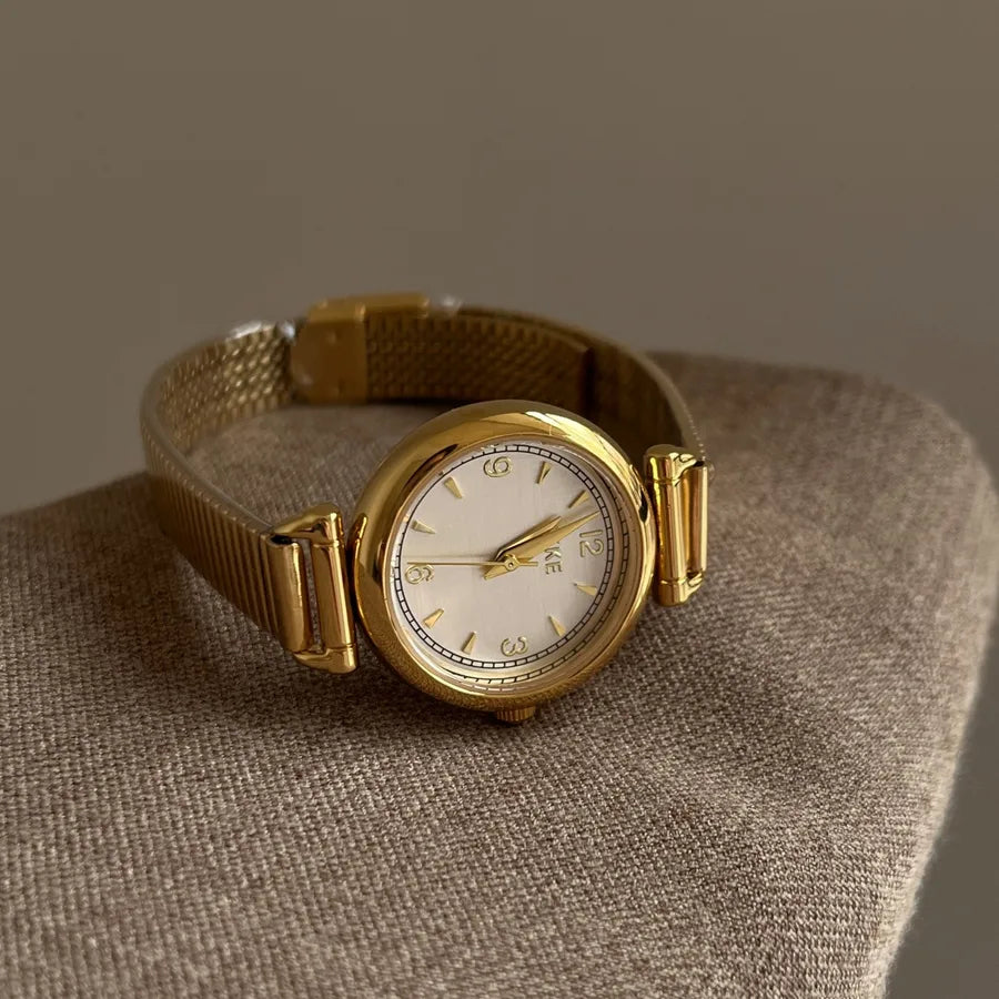 Casual Luxurious Simple Style Round Solid Color Single Folding Buckle Buckle Quartz Watch